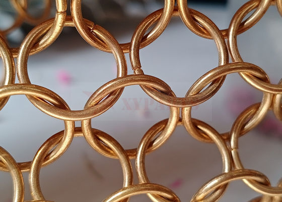 Rèm lưới vòng kim loại màu vàng hồng 15mm cho thiết kế kiến ​​trúc