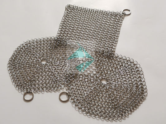 7 "X 7" Stainless Steel Chain Mail Ring Mesh Scrubbers cho đồ nấu ăn bằng sắt đúc