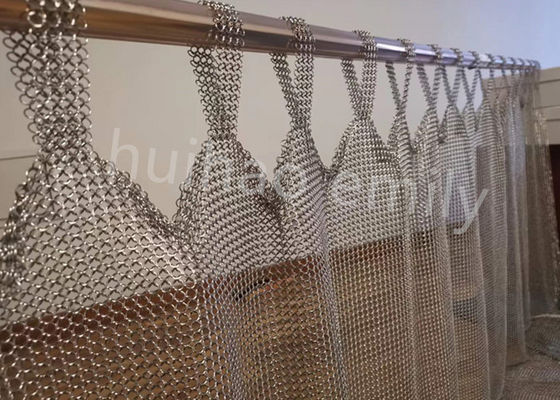 Tab Top Type 7mm Metal Ring Mesh rèm thép không gỉ 316L