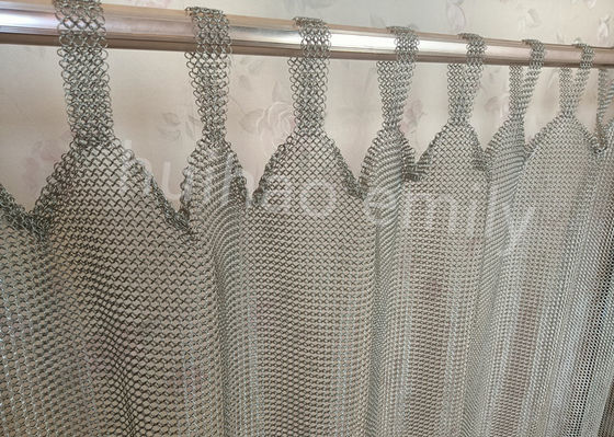 Tab Top Type 7mm Metal Ring Mesh rèm thép không gỉ 316L