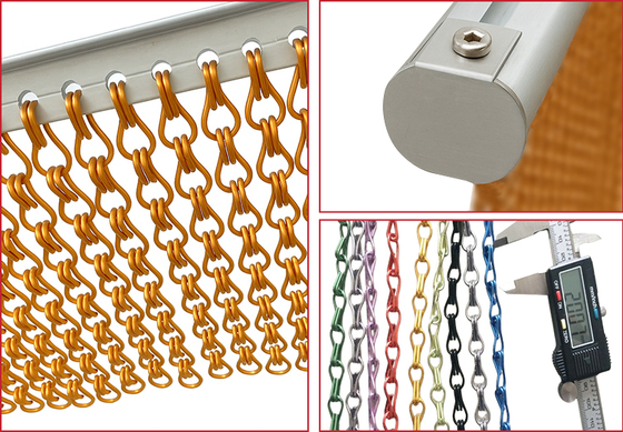 Aluminium chuỗi liên kết lưới rèm 16mm trang trí lưới sợi