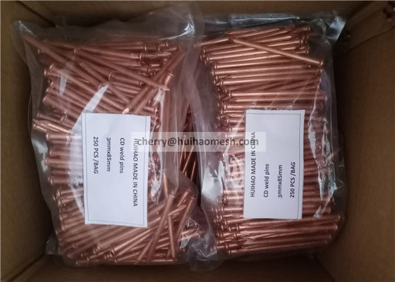 Chốt hàn phóng điện tụ điện bằng thép mạ đồng 3x65mm để gắn cách điện trên các kim loại khác nhau