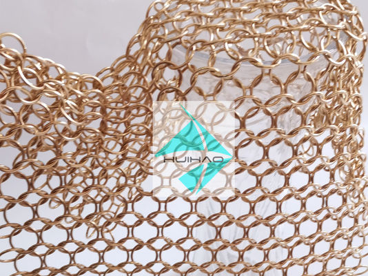 Lưới dệt tròn bằng kim loại thép không gỉ màu vàng hồng hoàn thiện PVD