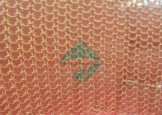 Màu đồng thau / vàng 3,81mm Ringmesh Chainmail làm rèm che nắng để trang trí nội thất