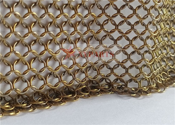 Rèm lưới Chainmail màu vàng thép không gỉ cho thiết kế nội thất