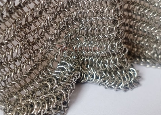 Stainless Steel Chainmail Mesh Curtain 0.53x3.81mm Loại hàn cho màn hình bảo vệ cứu hỏa và ngăn ngăn phòng