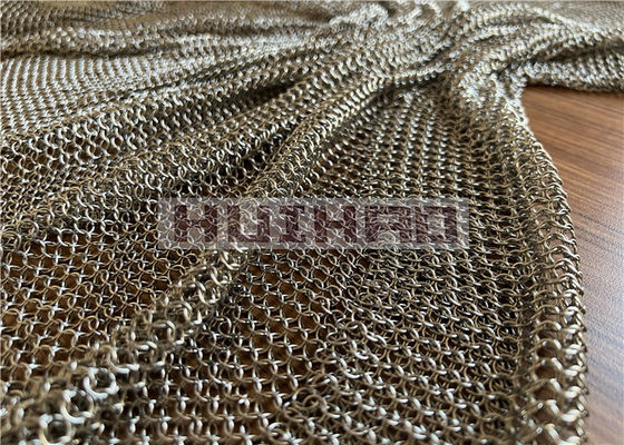 7mm và 12mm màu vàng điện áp thép không gỉ Ring Mesh rèm trong kiểu hàn và không hàn cho trang trí không gian