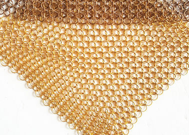 Dải phân cách không gian Lưới kim loại Drapery, Rèm khách sạn Đồng thau Dây Chainmail Ring Lưới