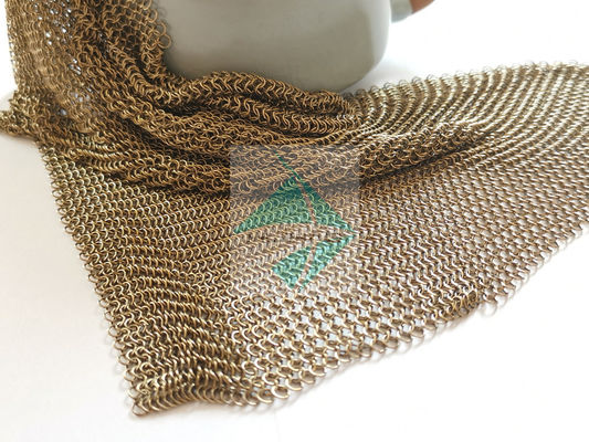 Vòng vàng Lưới Chainmail Kiểu dệt Vòng thép không gỉ Vòng tròn PVD Lưới kim loại Drapery