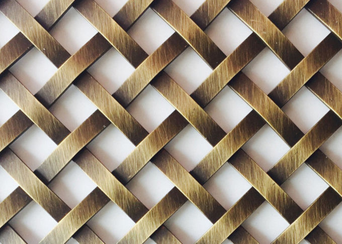 Rigid decorative weave fabric with 1.5mm×4mm flat wire and 20mm×20mm aperture